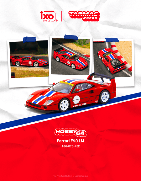 Tarmac Works 1/64 Ferrari F40 LM Red Diecast Model Car HOBBY64