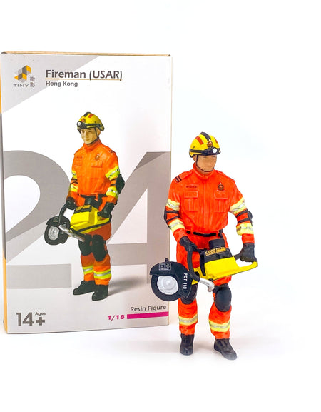 TINY City HK Scale 1/18 Figure #24 Fireman (USAR) Resin Mini Model Figure