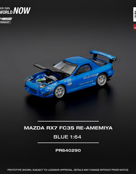 POPRACE 1/64 MAZDA RX7 (FC3S) RE-AMEMIYA RE-AMEMIYA BLUE Model Car