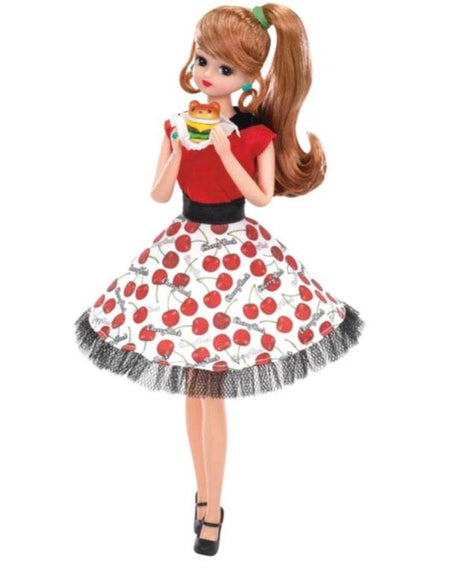 Takara Tomy Licca Chan Doll Set - Rockabilly Cherry Dress Set