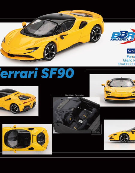 BBR 1/64 Ferrari SF90 Giallo Modena Diecast Model Car #BBRFER64031