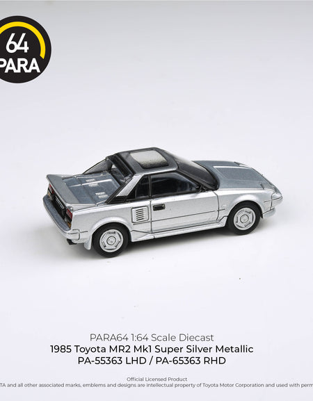 PARA64 1/64 1985 Toyota MR2 MK1 Super Silver Metallic - closed lights (RHD)