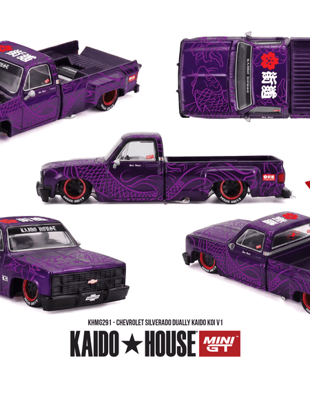 (Pre-order) Mini GT #291 Chevrolet Silverado Dually KAIDO Koi V1 Diecast Model