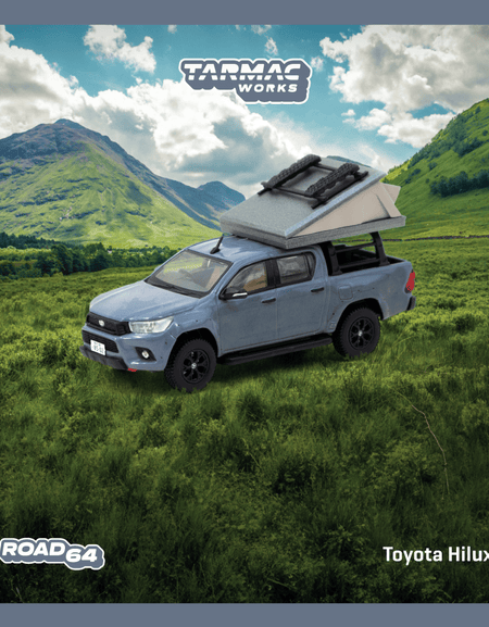 Tarmac Works 1/64 Toyota Hilux Grey - With camping tent Diecast Car