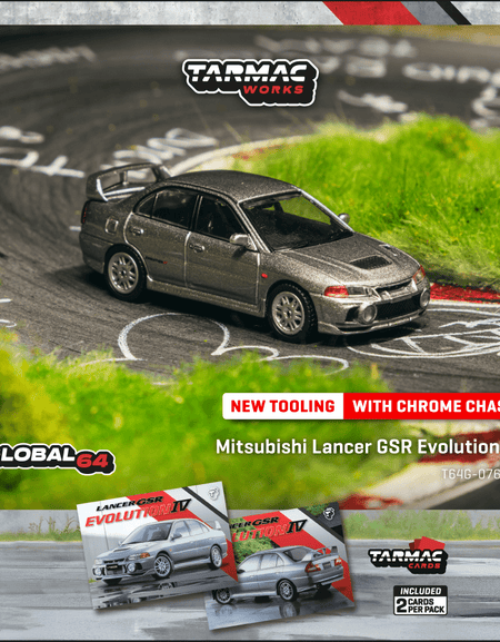 Tarmac Works Mitsubishi Lancer GSR Evolution IV Silver Diecast Model