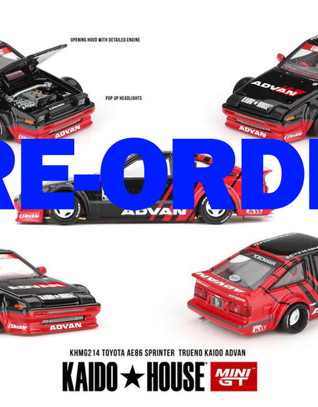 (Pre-order) Kaido House X Mini GT Toyota AE86 Sprinter Trueno Kaido ADVAN Car