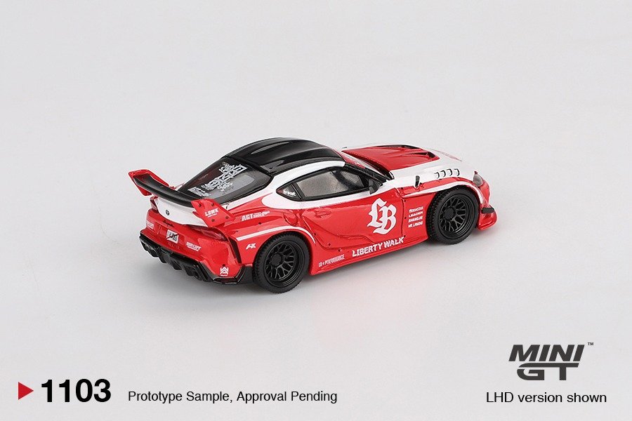 MINI GT #1103 LB WORKS Toyota GR Supra Red/White Diecast Model Car