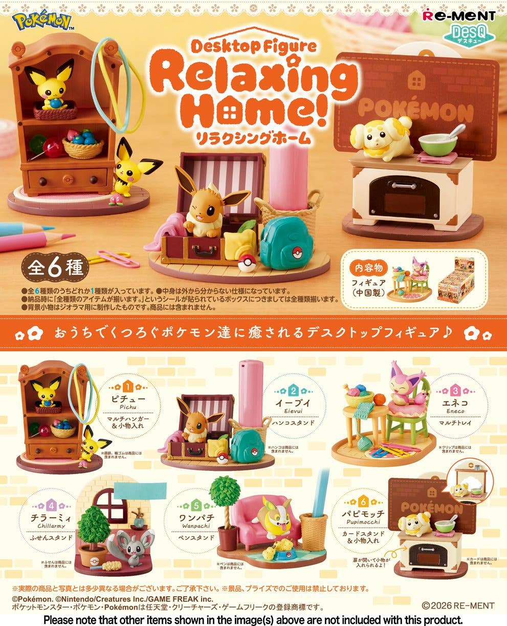 Re-Ment Pokemon DesQ Relaxing Home! Full set of 6 Mini Figure Set