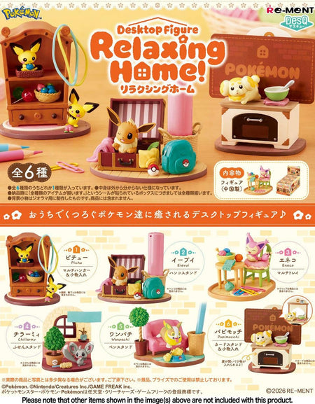 Re-Ment Pokemon DesQ Relaxing Home! Full set of 6 Mini Figure Set