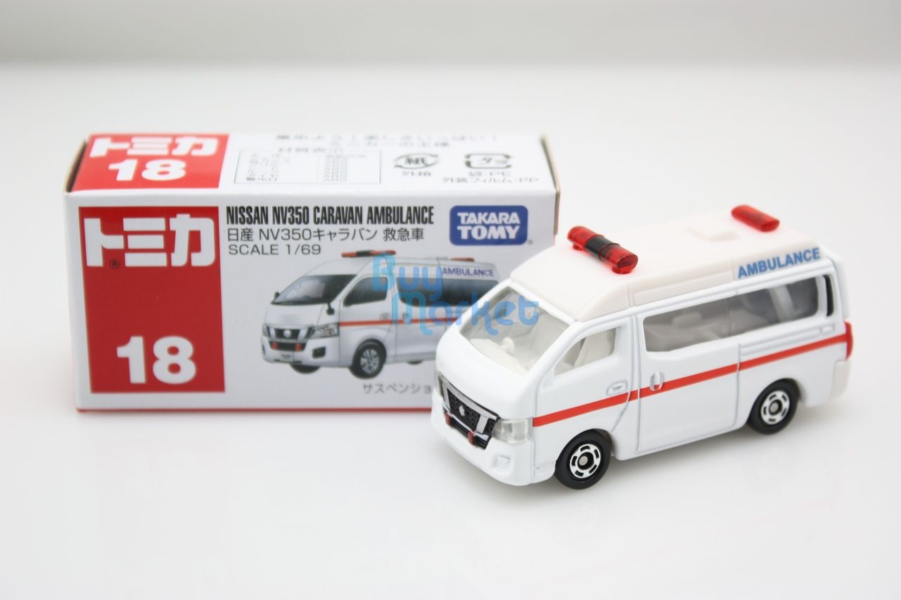 New Takara Tomy Tomica #18 Nissan NV350 Caravan Ambulance 1/69 Diecast Toy Car
