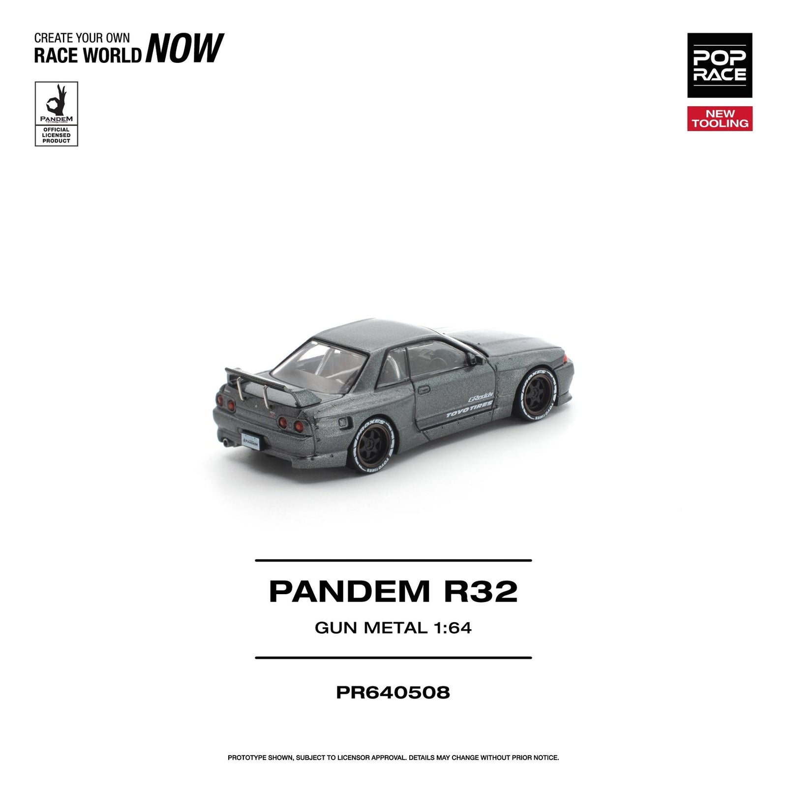 (Pre-order) POP RACE 1/64 PANDEM R32 GUN METAL Diecast Model Car #PR640508