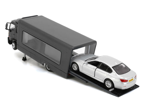 Load image into Gallery viewer, Tiny City Die-cast Model Car - HINO500 Covered Vehicle Transporter (Grey)
