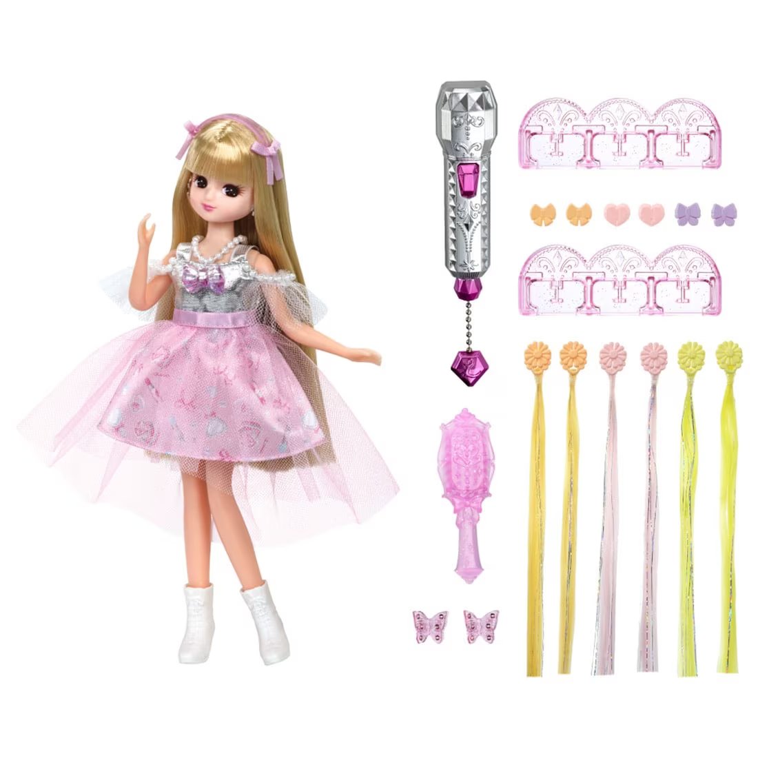 Takara Tomy Licca Hair Extensions Licca-chan Fav Pink Doll Set