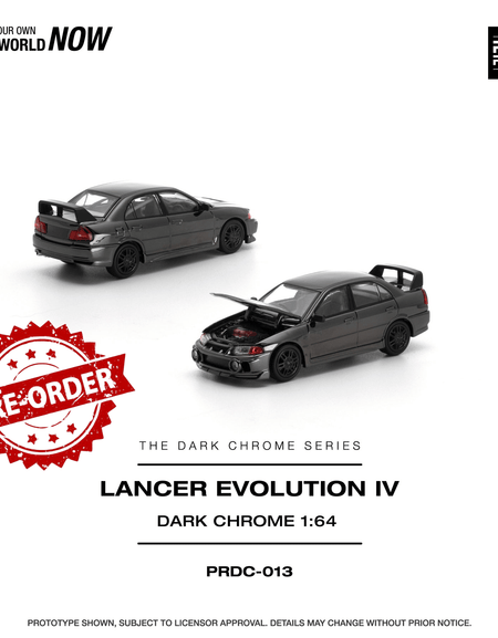 (Pre-order) POPRACE 1/64 - LANCER EVOLUTION IV DARK CHROME Diecast Model Car