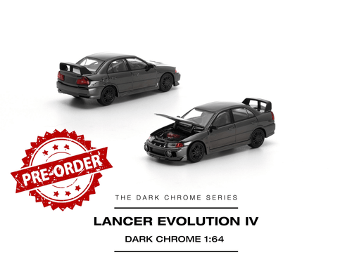 Load image into Gallery viewer, (Pre-order) POPRACE 1/64 - LANCER EVOLUTION IV DARK CHROME Diecast Model Car
