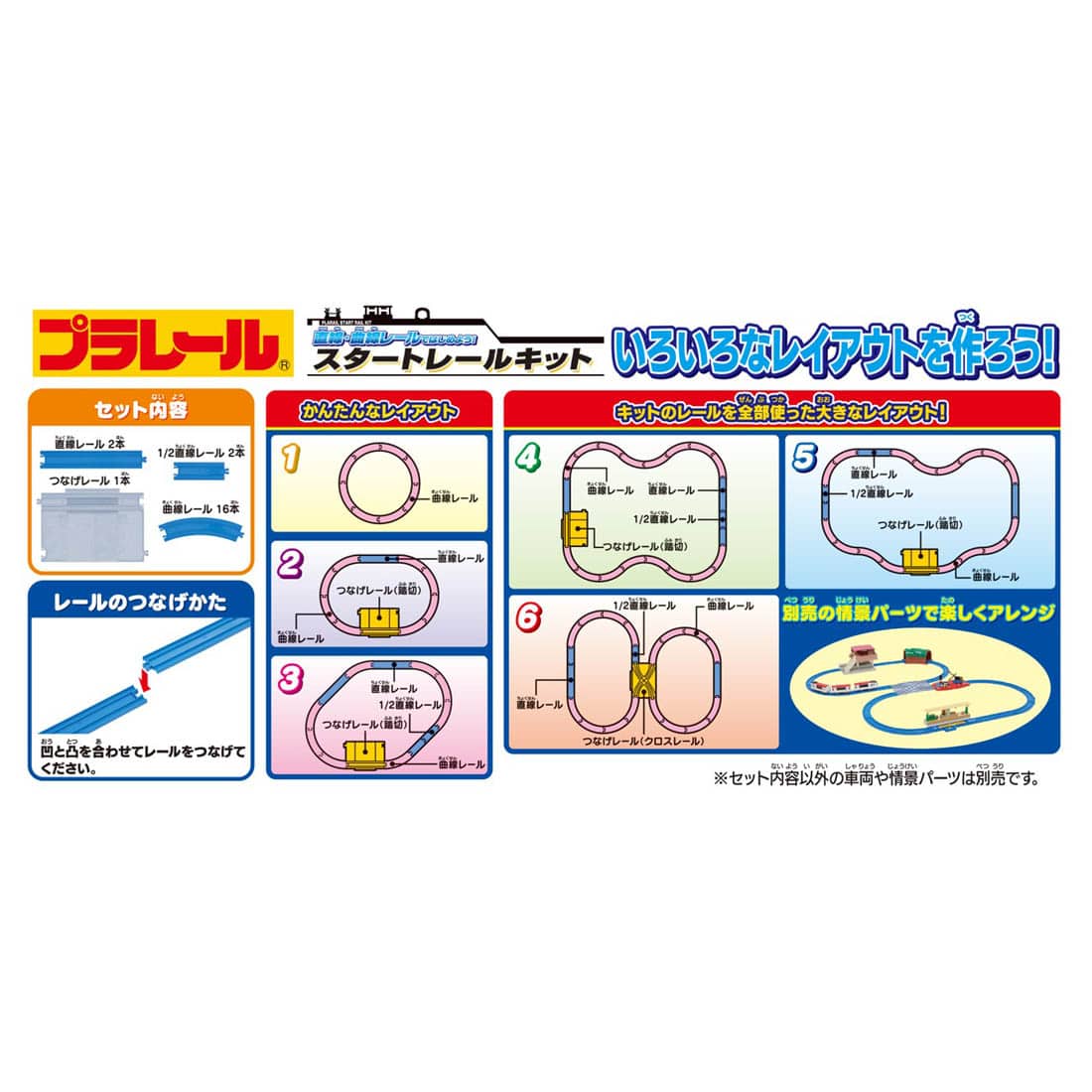 Takara Tomy Plarail Train Accessory - Straight and Curved Start Rail Set (step1)