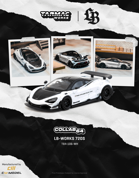 Tarmac Works 1/64 LB-WORKS 720S White Diecast Model Car