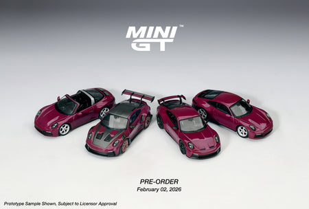 (Pre-order) MINI GT 1/64 Porsche 911 (992.1) Rubystone Red Set #MGTS0021