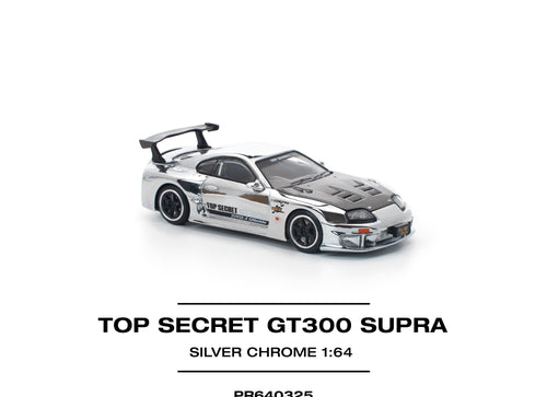 Load image into Gallery viewer, POPRACE 1/64 TOP SECRET GT300 SUPRA - SILVER CHROME Model Car
