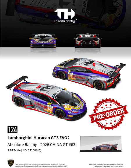 (Pre-order) Trends Hobby 1/64  Diecast Lamborghini Huracan GT3 Evo 2 (Ultraman)