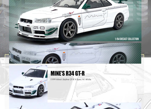 Load image into Gallery viewer, INNO64 MODEL 1/64 NISSAN SKYLINE GT-R (R34) V-SPEC Tuned by "MINE'S"
