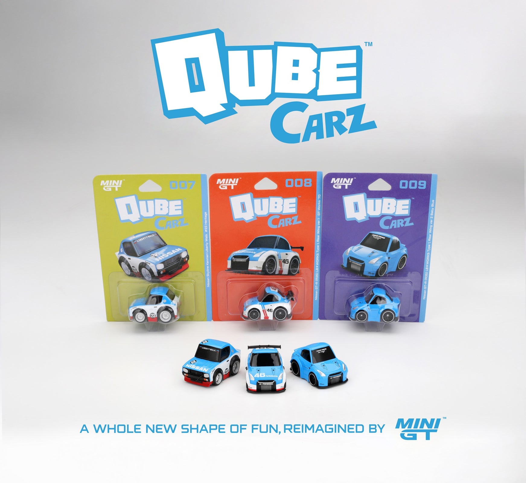 (Pre-order) Mini GT Qube Carz #007- #009 Nissan full set of 3 Model Cars