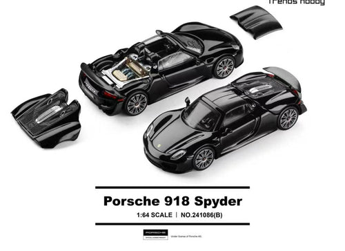 Load image into Gallery viewer, (Pre-order) Trends Hobby 1/64  Diecast Porsche 918 Spyder - Black
