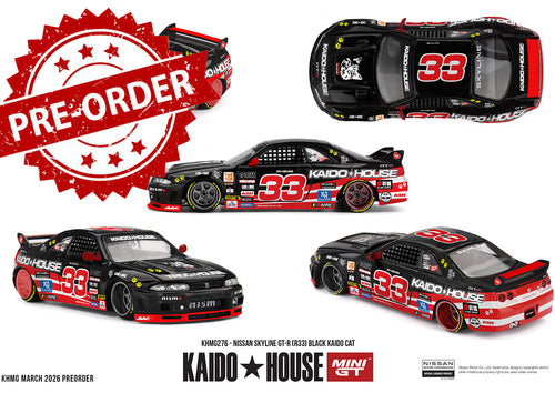 Load image into Gallery viewer, (Pre-order) Kaido House X Mini GT Nissan Skyline GT-R (R33) Black Kaido Cat #276
