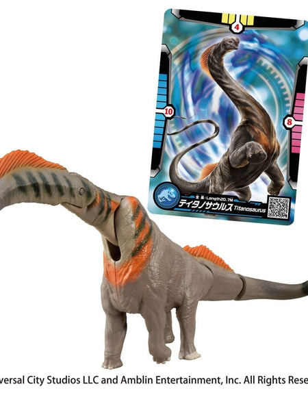 Takara Tomy Ania Jurassic World Titanosaurus Dinosaur Figure with Battle Card