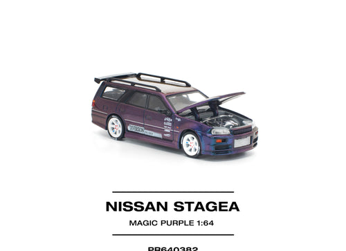 Load image into Gallery viewer, (Pre-order) POPRACE 1/64 NISSAN STAGEA MAGIC PURPLE Diecast Model Car
