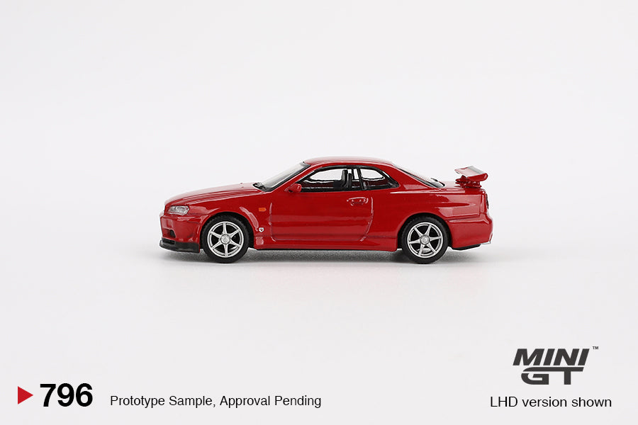 Mini GT#796 1/64 Nissan Skyline GT-R (R34) V-Spec Active Red RHD