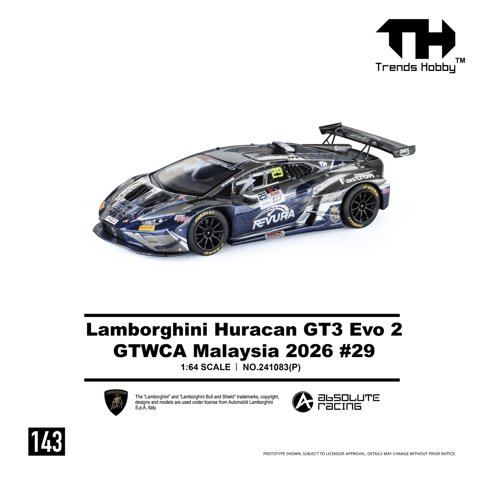 (Pre-order) Trends Hobby Lamborghini Huracan GT3 EVO2 GTWCA Malaysia 2026 #29