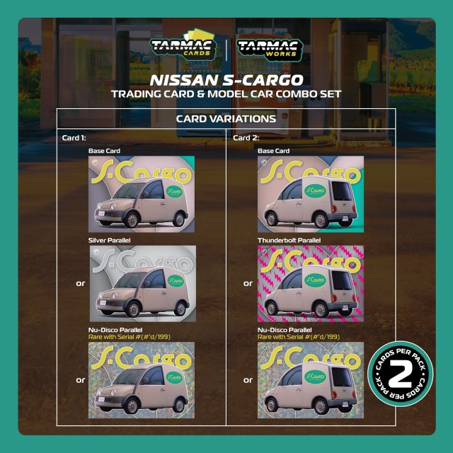 Tarmac Works Nissan S-Cargo Presentation Model Car+Trading Cards SET