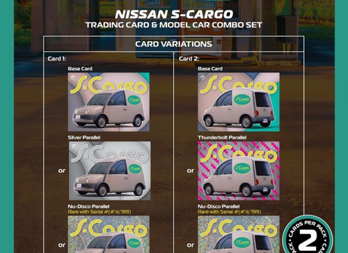 Load image into Gallery viewer, Tarmac Works Nissan S-Cargo Presentation Model Car+Trading Cards SET

