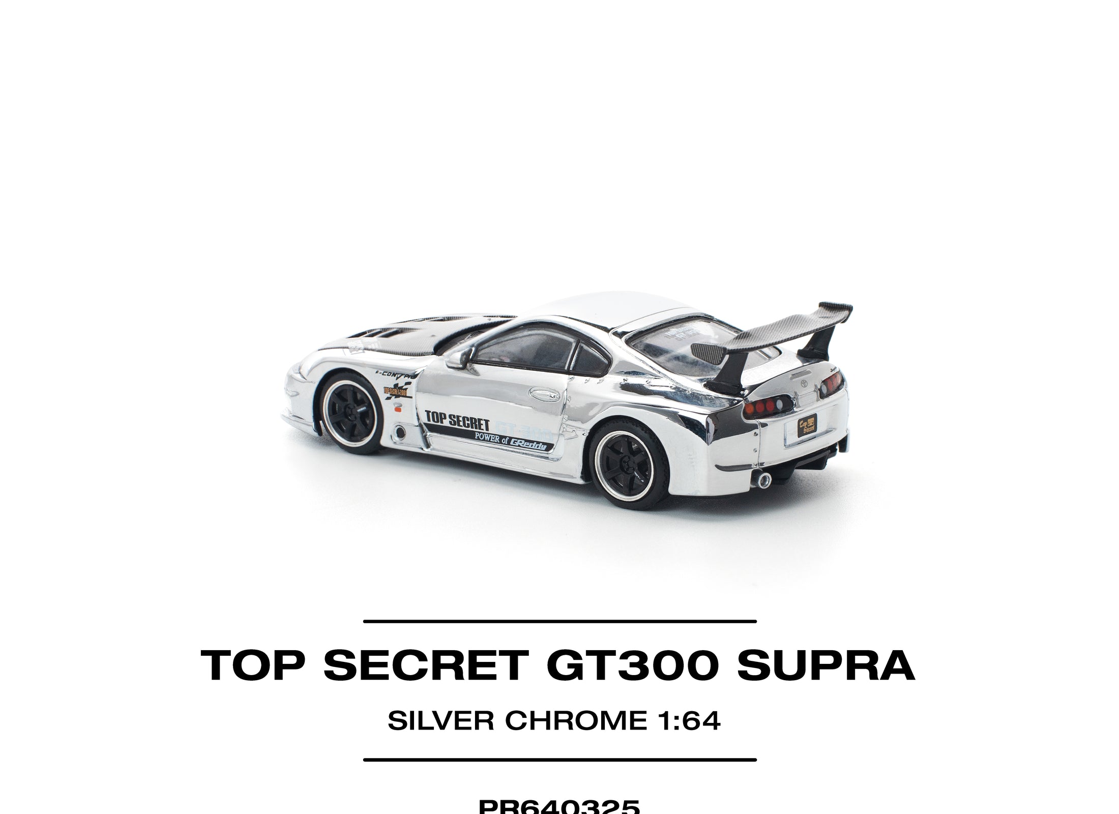 POPRACE 1/64 TOP SECRET GT300 SUPRA - SILVER CHROME Model Car