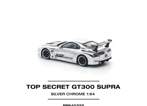 Load image into Gallery viewer, POPRACE 1/64 TOP SECRET GT300 SUPRA - SILVER CHROME Model Car
