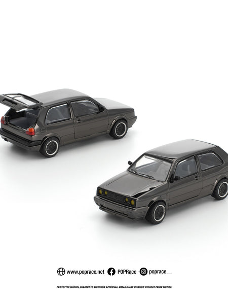 (Pre-order) POPRACE 1/64 GOLF GTI MK2 DARK CHROME Diecast Model Car