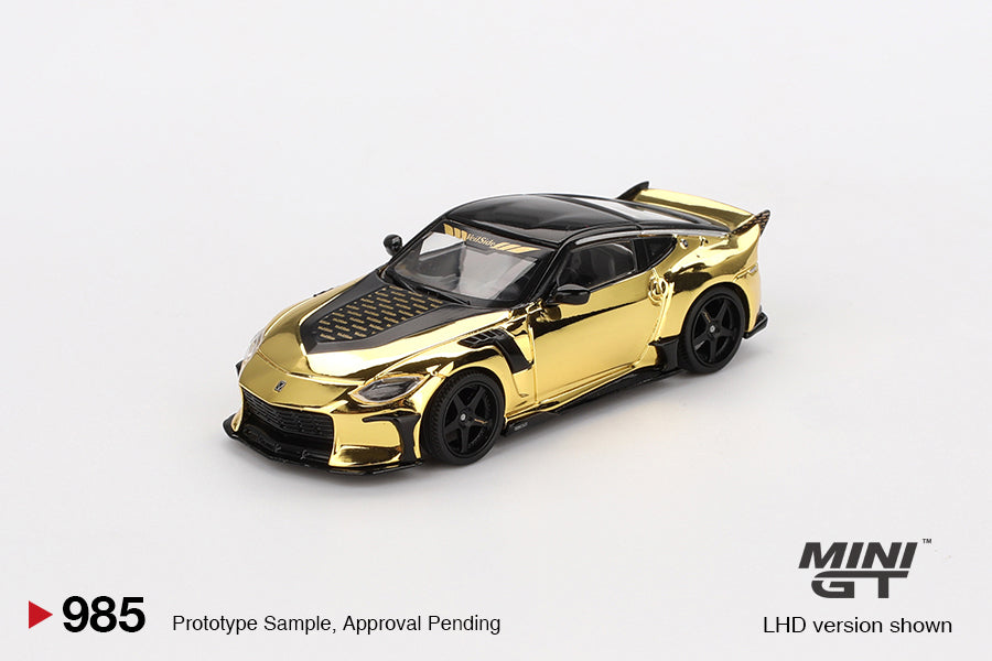 Mini GT #985 1/64 Nissan Z VeilSide FFZ400 Gold Chrome LHD Model Car