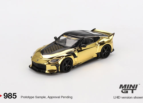 Load image into Gallery viewer, Mini GT #985 1/64 Nissan Z VeilSide FFZ400 Gold Chrome LHD Model Car
