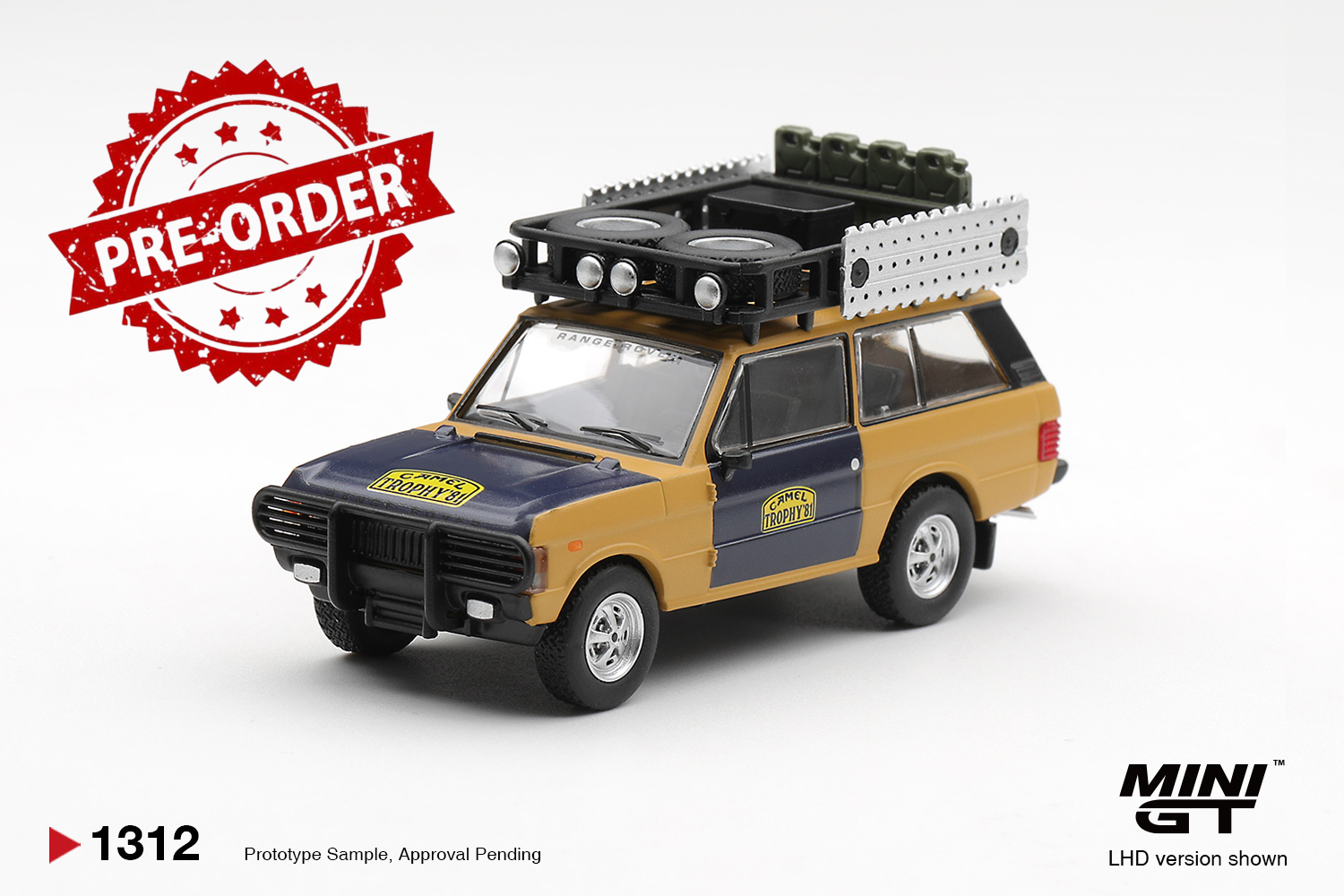 (Pre-order) Mini GT #1312 Range Rover 1981 Camel Trophy Sumatra H.Fischer W.Bays