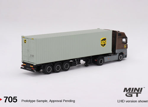 Load image into Gallery viewer, Mini GT #705 Mercedes-Benz Actros  w/ 40 Ft Container "UPS Europe"
