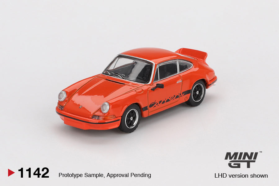MINI GT #1142 Porsche 911 Carrera RS 2.7 Tangerine Black Livery LHD