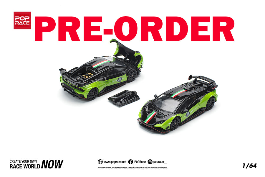 (Pre-order) POPRACE 1/64 LAMBORGHINI HURACAN STO (LP640-2)10 ANNIVERSARIO