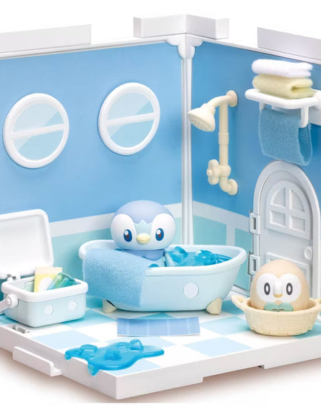 Takara Tomy Pokemon PokePiece House Bathroom Piplup & Rowlet  set
