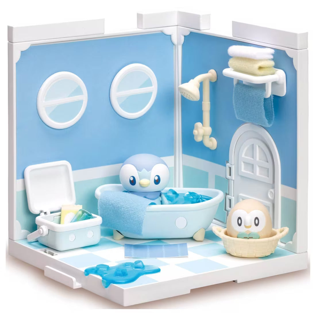 Takara Tomy Pokemon PokePiece House Bathroom Piplup & Rowlet  set