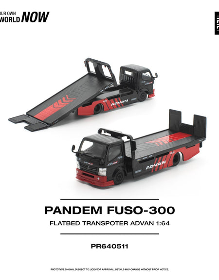(Pre-order) POP RACE 1/64 PANDEM FUSO-300 FLATBED TRANSPORTER ADVAN Diecast Car