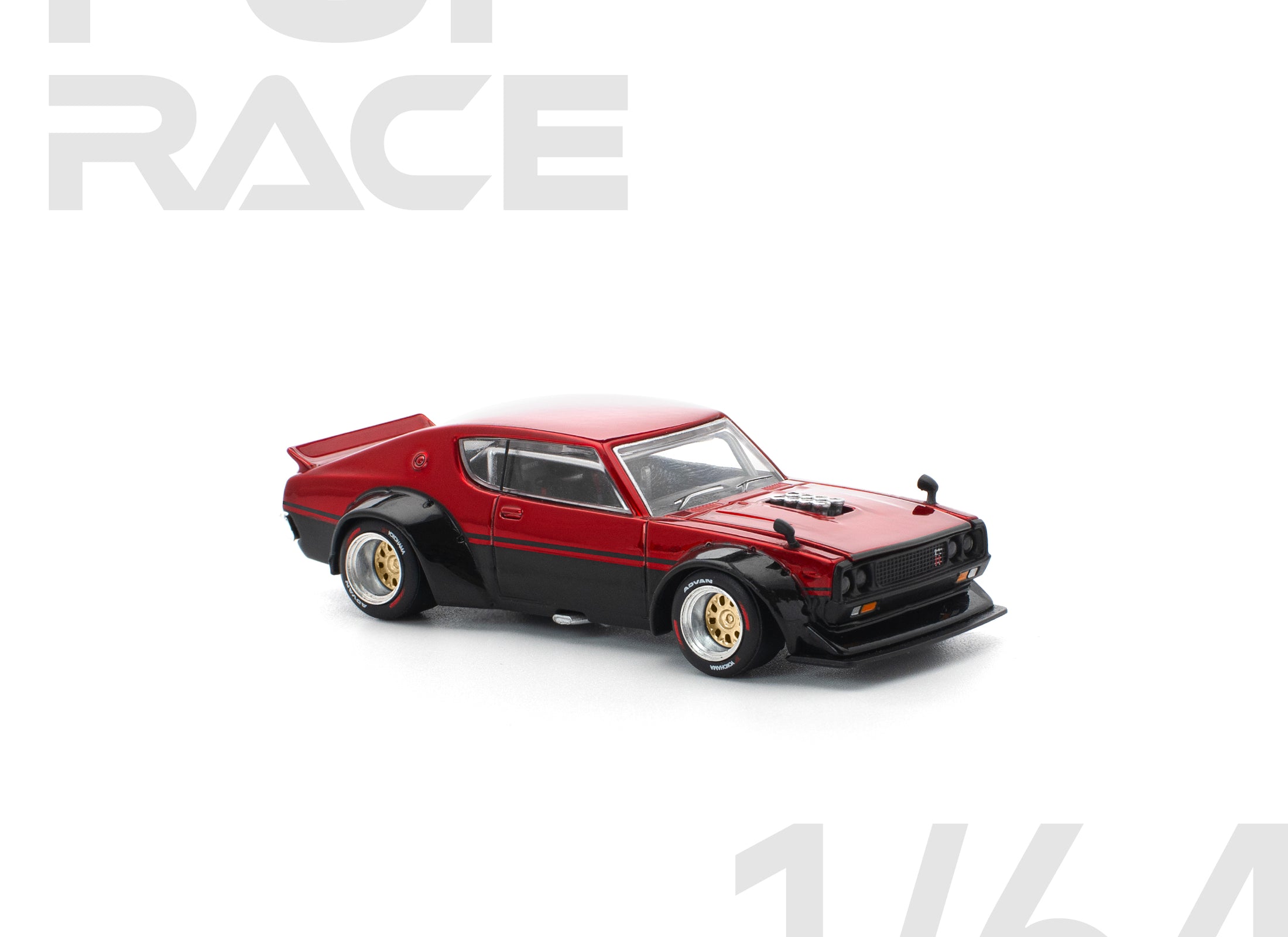 (Pre-order) POPRACE 1/64 KPGC110 KENMERI - RED/BLACK Diecast Model Car