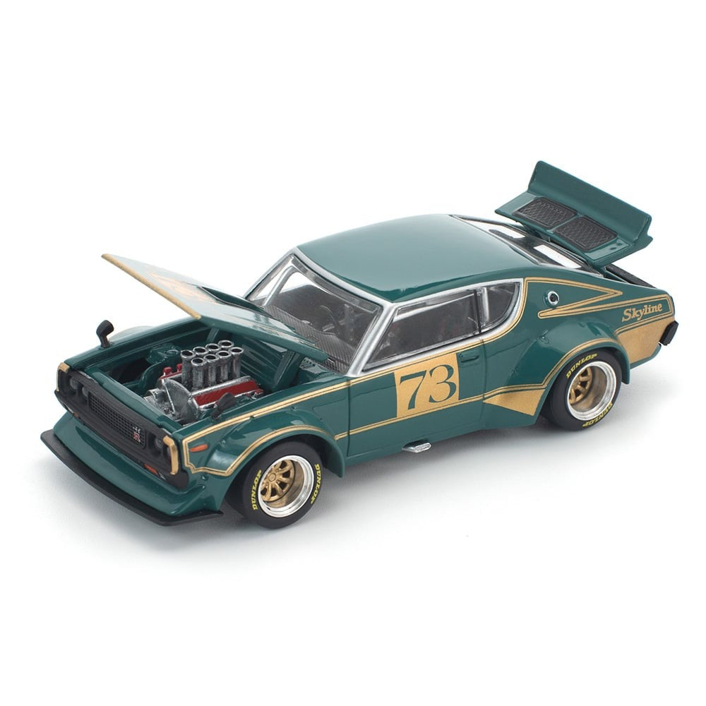 (Pre-order) POPRACE 1/64 KPGC110 KENMERI RACING #73 GREEN/GOLD Model Car