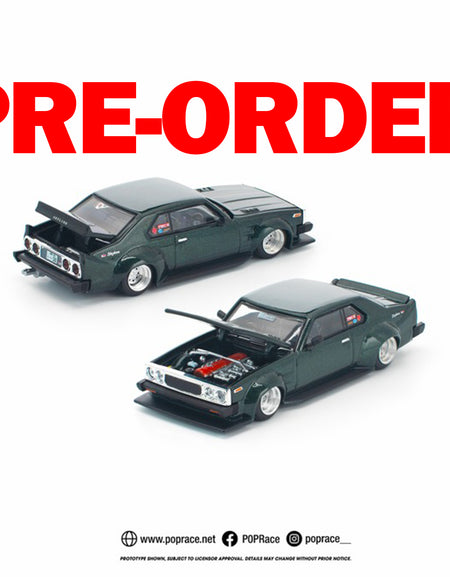 (Pre-order) POPRACE 1/64 SKYLINE C210 DARK GREEN NEW TOOLING Diecast Model Car