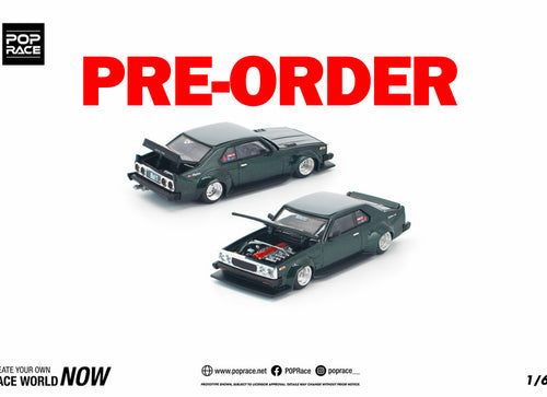 Load image into Gallery viewer, (Pre-order) POPRACE 1/64 SKYLINE C210 DARK GREEN NEW TOOLING Diecast Model Car
